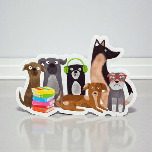 DOGS AND BOOKS VINYL STICKER